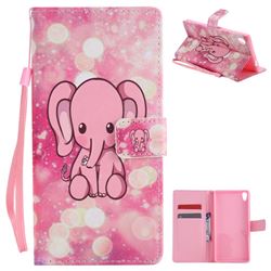 Pink Elephant PU Leather Wallet Case for Sony Xperia XA Ultra