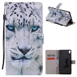 White Leopard PU Leather Wallet Case for Sony Xperia XA Ultra