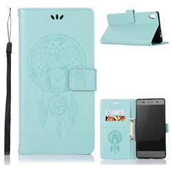 Intricate Embossing Owl Campanula Leather Wallet Case for Sony Xperia XA Ultra - Green