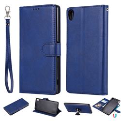 Retro Greek Detachable Magnetic PU Leather Wallet Phone Case for Sony Xperia XA Ultra - Blue