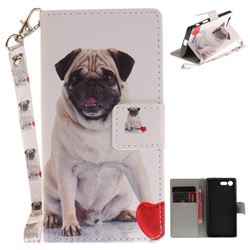Pug Dog Hand Strap Leather Wallet Case for Sony Xperia X Compact X Mini