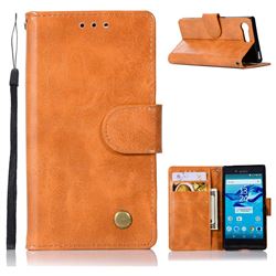 Luxury Retro Leather Wallet Case for Sony Xperia X Compact X Mini - Golden