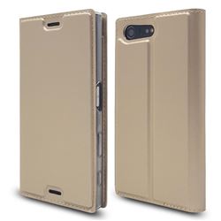 Ultra Slim Card Magnetic Automatic Suction Leather Wallet Case for Sony Xperia X Compact X Mini - Champagne