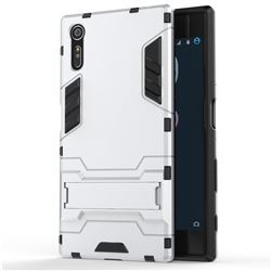 Armor Premium Tactical Grip Kickstand Shockproof Dual Layer Rugged Hard Cover for Sony Xperia XZ XZs - Silver