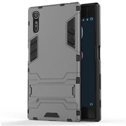 Armor Premium Tactical Grip Kickstand Shockproof Dual Layer Rugged Hard Cover for Sony Xperia XZ XZs - Gray