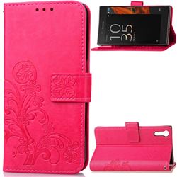 Embossing Imprint Four-Leaf Clover Leather Wallet Case for Sony Xperia XZ / XZ Dual - Rose