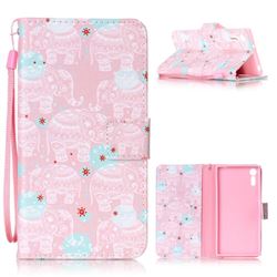 Pink Elephant Leather Wallet Phone Case for Sony Xperia XZ