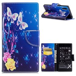 Yellow Flower Butterfly Leather Wallet Case for Sony Xperia XZ