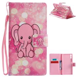 Pink Elephant PU Leather Wallet Case for Sony Xperia XZ