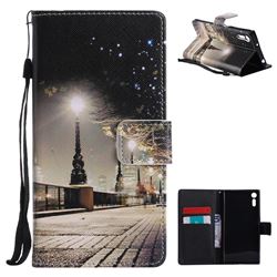 City Night View PU Leather Wallet Case for Sony Xperia XZ