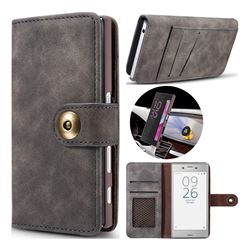 Luxury Vintage Split Separated Leather Wallet Case for Sony Xperia XZ XZs - Black