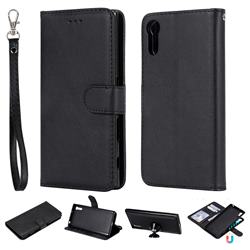 Retro Greek Detachable Magnetic PU Leather Wallet Phone Case for Sony Xperia XZ XZs - Black