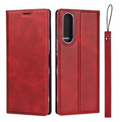 Calf Pattern Magnetic Automatic Suction Leather Wallet Case for Sony Xperia XZ XZs - Red