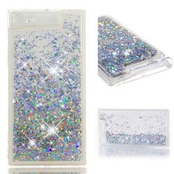 Dynamic Liquid Glitter Quicksand Sequins TPU Phone Case for Sony Xperia XZ1 - Silver