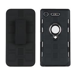 3 in 1 PC + Silicone Leather Phone Case for Sony Xperia XZ1 - Black