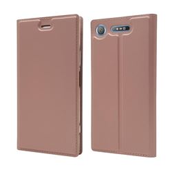 Ultra Slim Card Magnetic Automatic Suction Leather Wallet Case for Sony Xperia XZ1 - Rose Gold