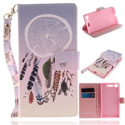Wind Chimes Hand Strap Leather Wallet Case for Sony Xperia XZ1