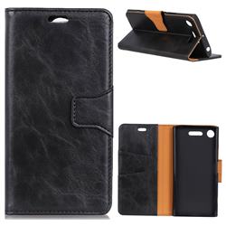 MURREN Luxury Crazy Horse PU Leather Wallet Phone Case for Sony Xperia XZ1 - Black