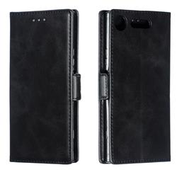 Retro Classic Calf Pattern Leather Wallet Phone Case for Sony Xperia XZ1 - Black