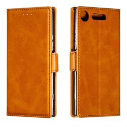 Retro Classic Calf Pattern Leather Wallet Phone Case for Sony Xperia XZ1 - Yellow