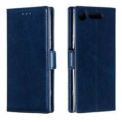 Retro Classic Calf Pattern Leather Wallet Phone Case for Sony Xperia XZ1 - Blue