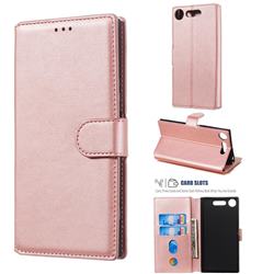 Retro Calf Matte Leather Wallet Phone Case for Sony Xperia XZ1 - Pink