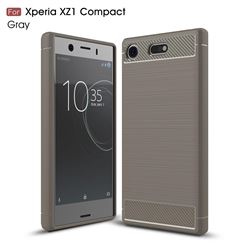 Luxury Carbon Fiber Brushed Wire Drawing Silicone TPU Back Cover for Sony Xperia XZ1 Compact (Gray)