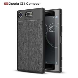 Luxury Auto Focus Litchi Texture Silicone TPU Back Cover for Sony Xperia XZ1 Compact - Black