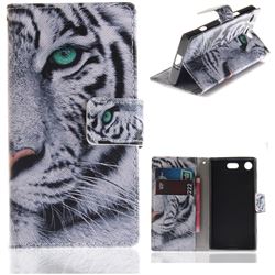White Tiger PU Leather Wallet Case for Sony Xperia XZ1 Compact