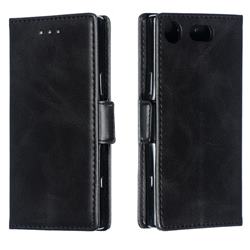 Retro Classic Calf Pattern Leather Wallet Phone Case for Sony Xperia XZ1 Compact - Black