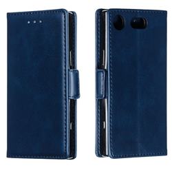 Retro Classic Calf Pattern Leather Wallet Phone Case for Sony Xperia XZ1 Compact - Blue