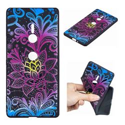 Colorful Lace 3D Embossed Relief Black TPU Cell Phone Back Cover for Sony Xperia XZ2