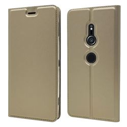 Ultra Slim Card Magnetic Automatic Suction Leather Wallet Case for Sony Xperia XZ2 - Champagne