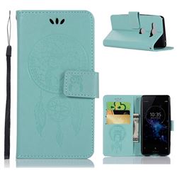 Intricate Embossing Owl Campanula Leather Wallet Case for Sony Xperia XZ2 Compact - Green