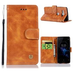 Luxury Retro Leather Wallet Case for Sony Xperia XZ2 Compact - Golden