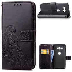 Embossing Imprint Four-Leaf Clover Leather Wallet Case for Sony Xperia XZ2 Compact - Black