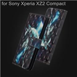 Snow Wolf 3D Painted Leather Wallet Case for Sony Xperia XZ2 Compact