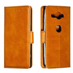Retro Classic Calf Pattern Leather Wallet Phone Case for Sony Xperia XZ2 Compact - Yellow