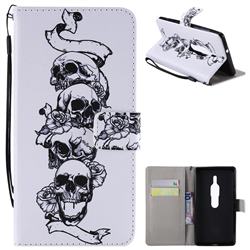 Skull Head PU Leather Wallet Case for Sony Xperia XZ2 Premium