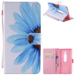 Blue Sunflower PU Leather Wallet Case for Sony Xperia XZ2 Premium