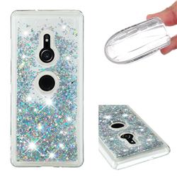 Dynamic Liquid Glitter Quicksand Sequins TPU Phone Case for Sony Xperia XZ3 - Silver