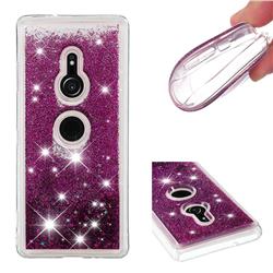 Dynamic Liquid Glitter Quicksand Sequins TPU Phone Case for Sony Xperia XZ3 - Purple