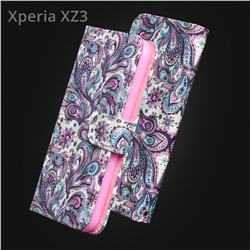 Swirl Flower 3D Painted Leather Wallet Case for Sony Xperia XZ3