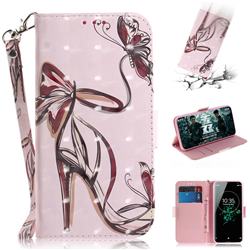 Butterfly High Heels 3D Painted Leather Wallet Phone Case for Sony Xperia XZ3