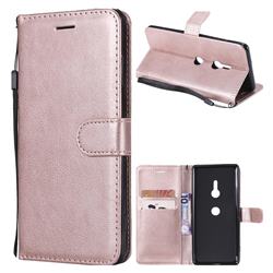 Retro Greek Classic Smooth PU Leather Wallet Phone Case for Sony Xperia XZ3 - Rose Gold