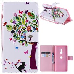Cat and Tree PU Leather Wallet Case for Sony Xperia XZ3