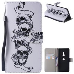Skull Head PU Leather Wallet Case for Sony Xperia XZ3