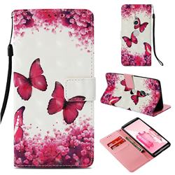 Rose Butterfly 3D Painted Leather Wallet Case for Sony Xperia XZ3