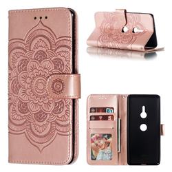 Intricate Embossing Datura Solar Leather Wallet Case for Sony Xperia XZ3 - Rose Gold