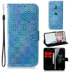 Laser Circle Shining Leather Wallet Phone Case for Sony Xperia XZ3 - Blue